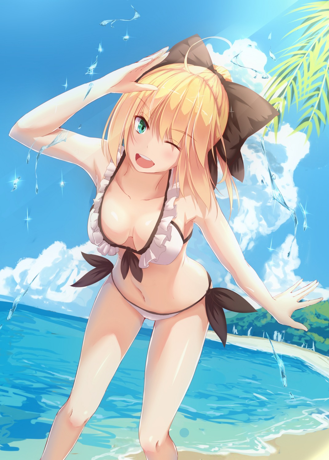 bakanoe bikini cleavage fate/grand_order saber saber_lily swimsuits