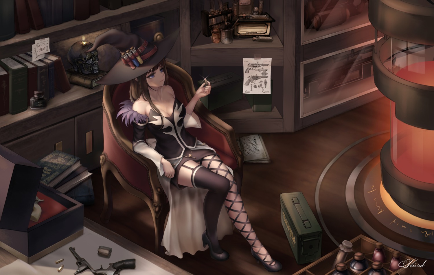cleavage dungeon_fighter fishnets heels kie_(wylee2212) stockings thighhighs witch