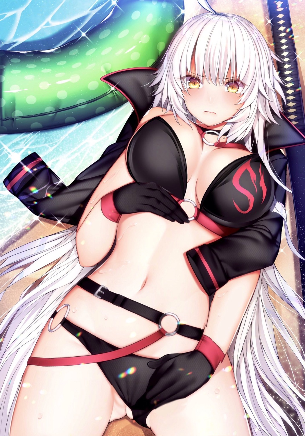 bikini cameltoe cleavage fate/grand_order jeanne_d'arc jeanne_d'arc_(alter)_(fate) mairudo_(mildcoffee1117) swimsuits sword