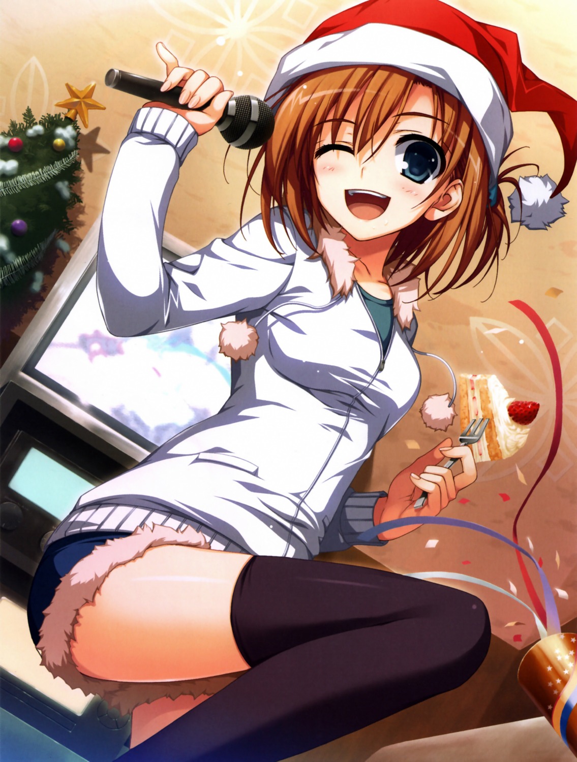 christmas harada_taiko kimi_to_issho_ni thighhighs tomose_shunsaku