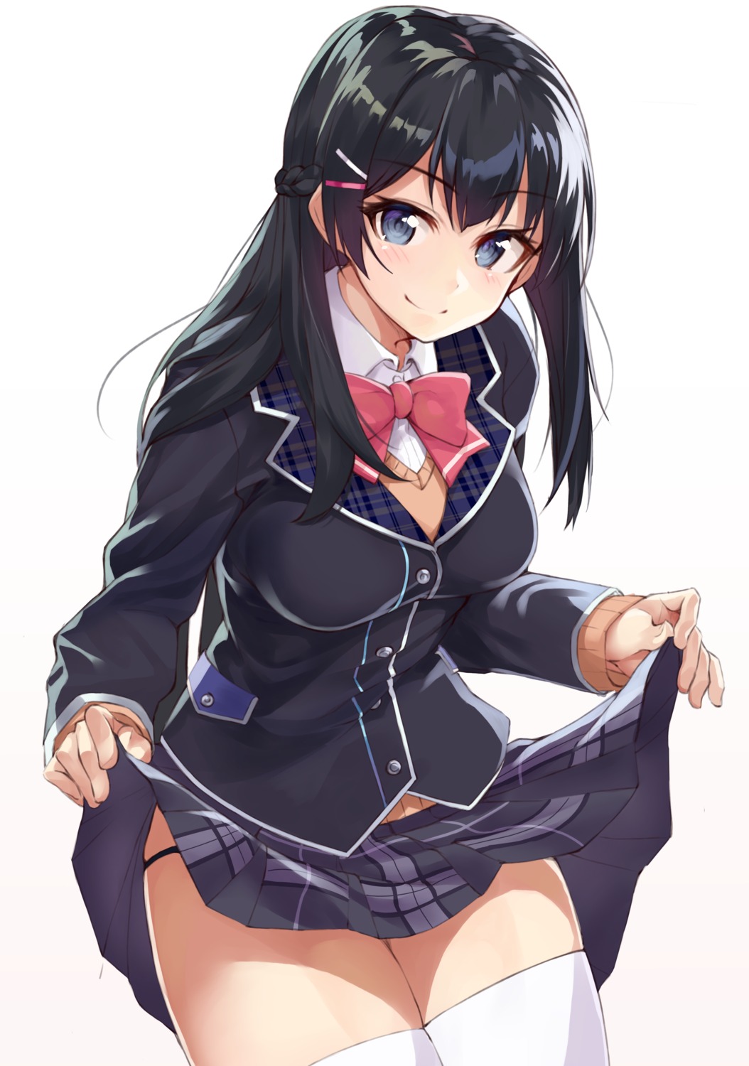 nijisanji pantsu seifuku skirt_lift sweater syunichi thighhighs tsukino_mito