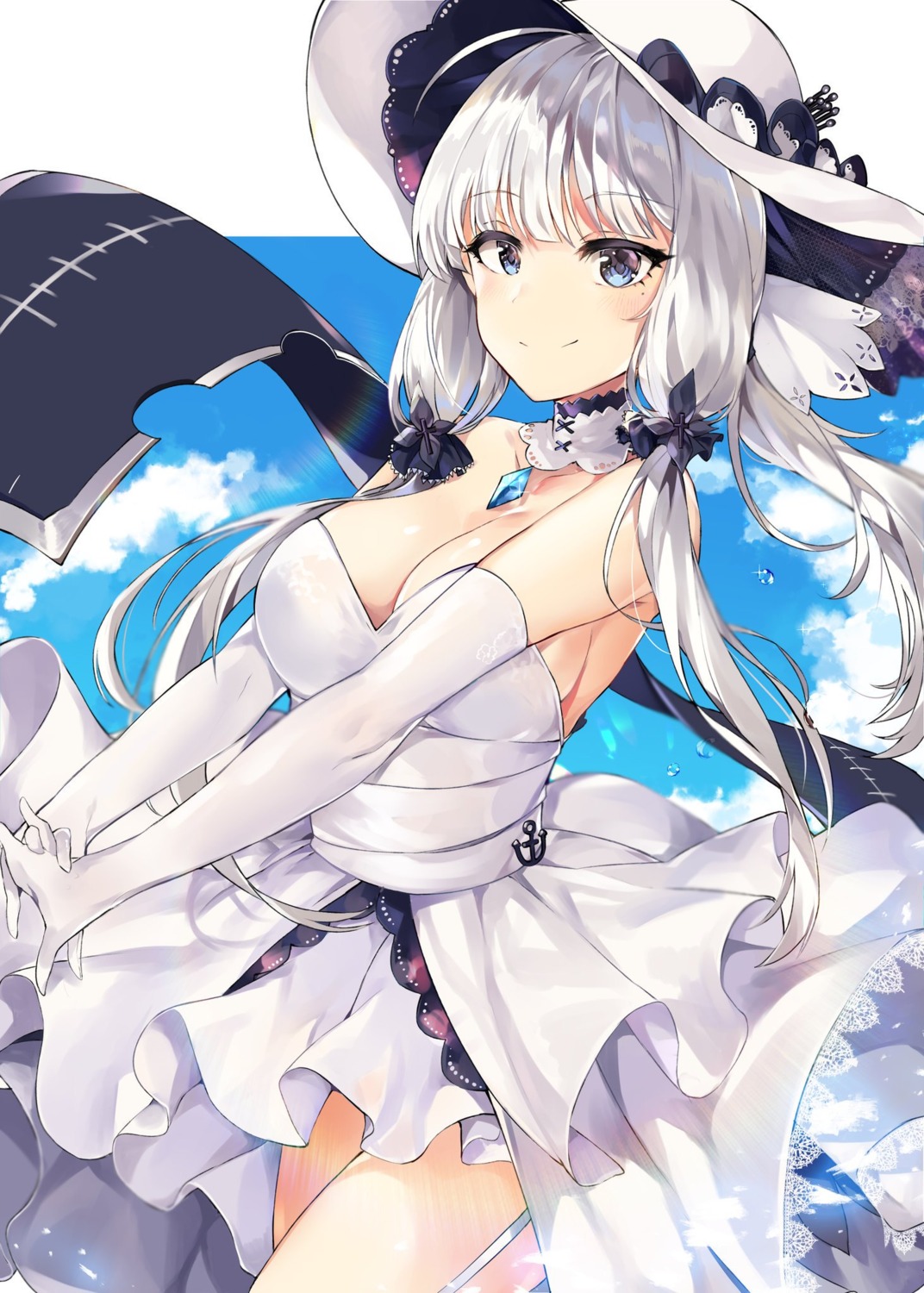 azur_lane cleavage dress illustrious_(azur_lane) stockings thighhighs tuxedo_de_cat