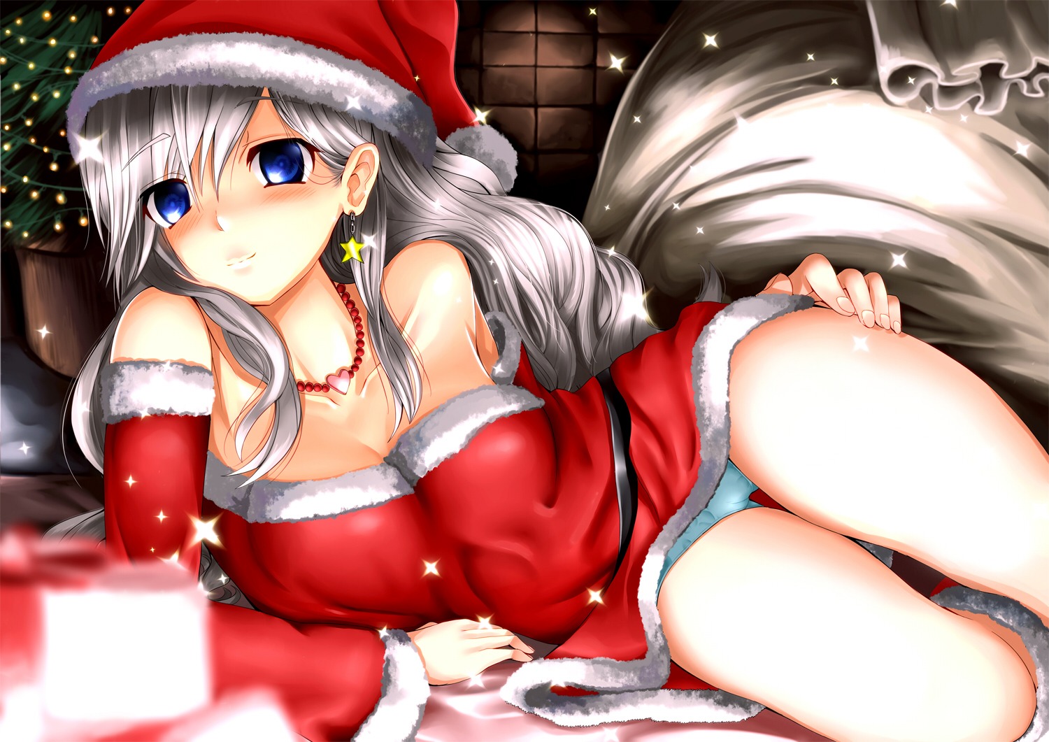 arudehido christmas cleavage dress pantsu