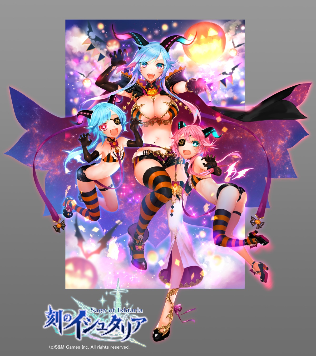 apt ass bikini_top cleavage eyepatch garter halloween heels horns koku_no_ishtaria swimsuits thighhighs