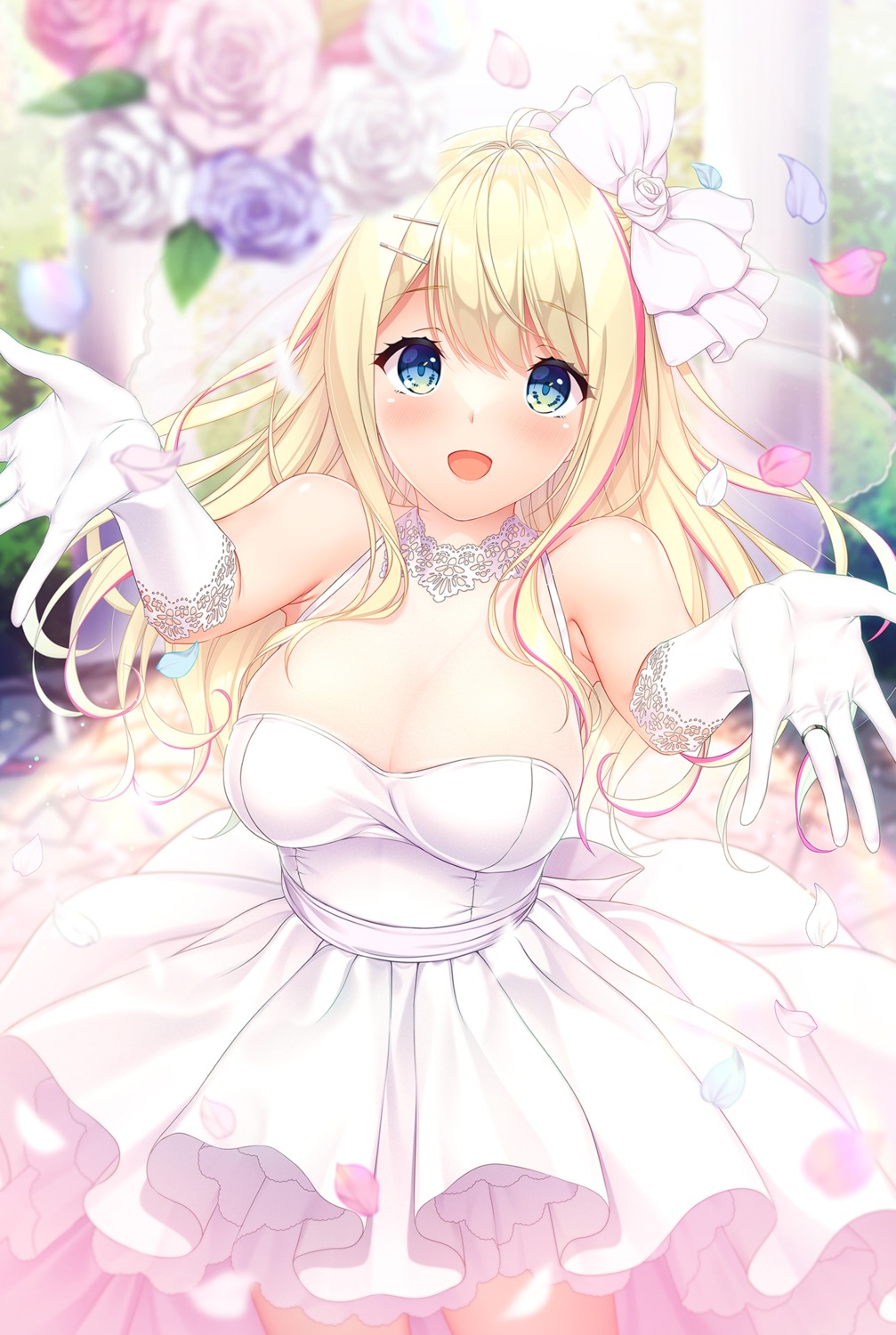 ayase_hazuki dress futaba_natsuho hook no_bra see_through wedding_dress yubisaki_connection