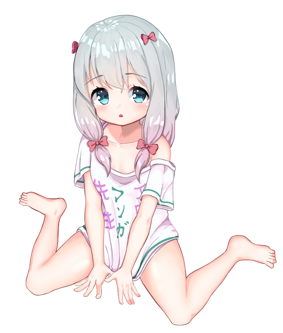 eromanga-sensei feet izumi_sagiri loli monmo_mu no_bra open_shirt