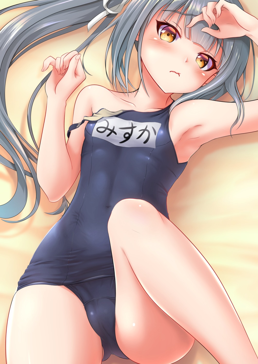 cameltoe kantai_collection kasumi_(kancolle) makura_(user_jpmm5733) school_swimsuit swimsuits wardrobe_malfunction