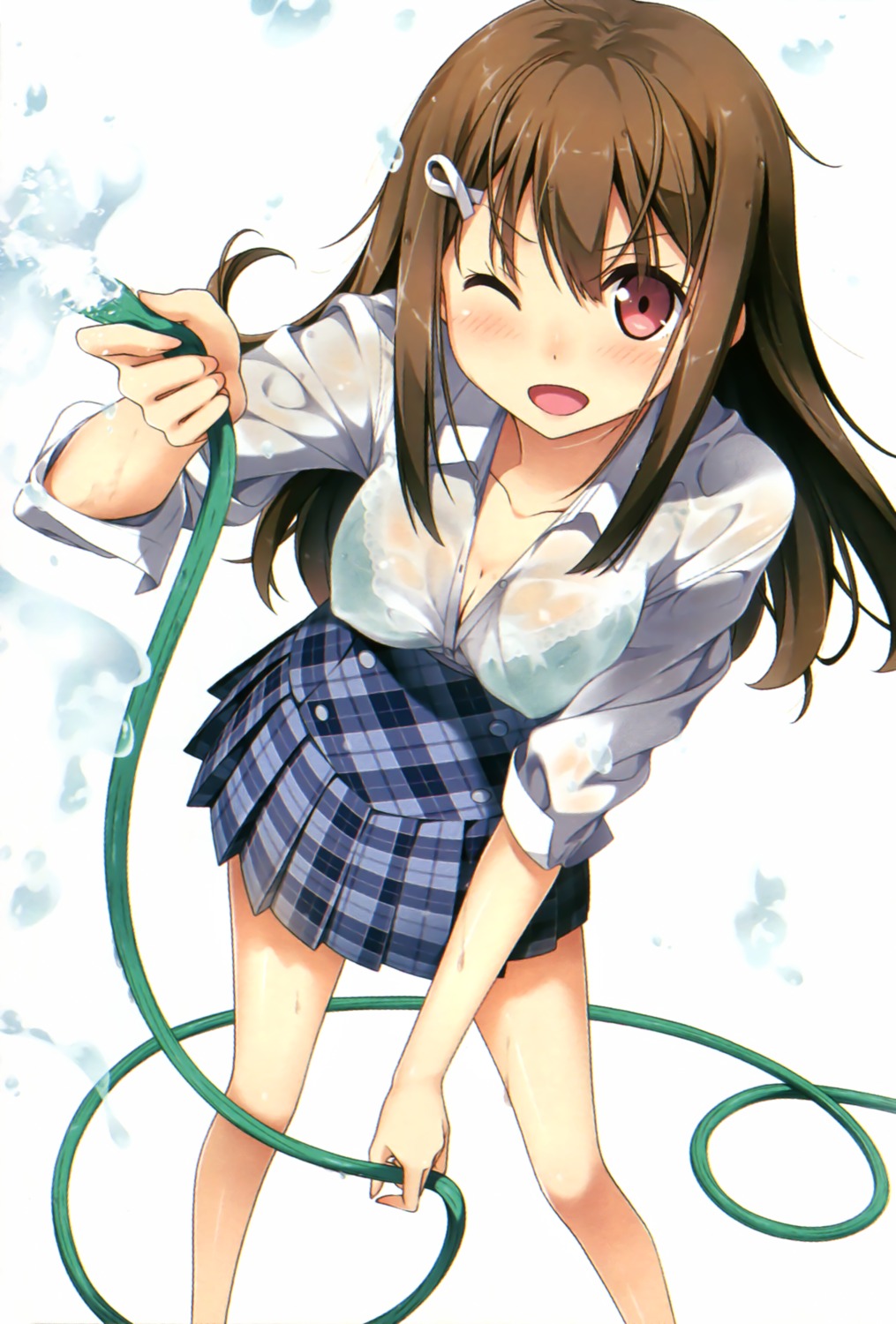 bra cleavage cube kantoku koi_suru_kanojo_no_bukiyou_na_butai see_through seifuku togawa_mayuu wet wet_clothes