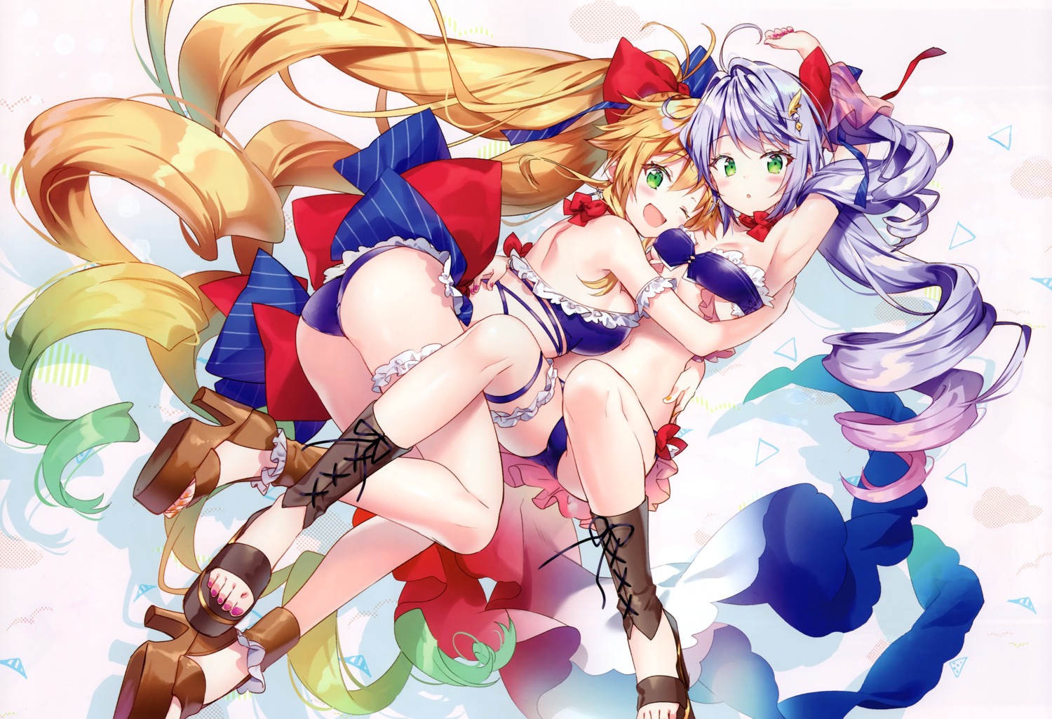 ass azur_lane bikini detexted eterna garter heels l_opiniatre_(azur_lane) le_temeraire_(azur_lane) photoshop riichu skirt_lift swimsuits