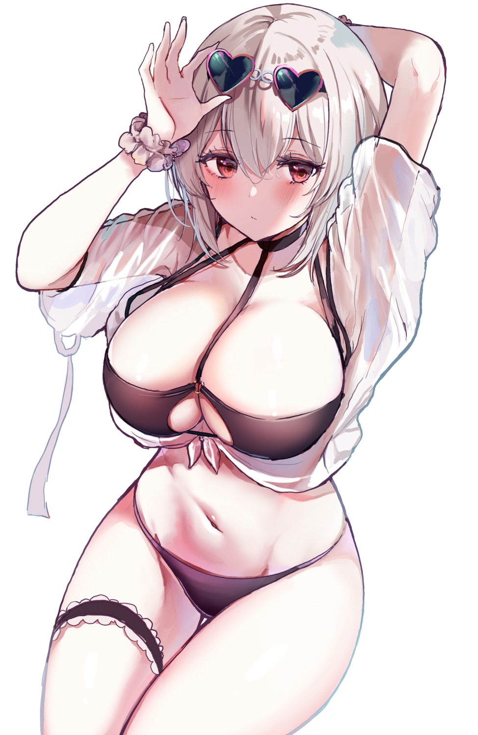 azur_lane bikini garter megane open_shirt sak see_through sirius_(azur_lane) swimsuits