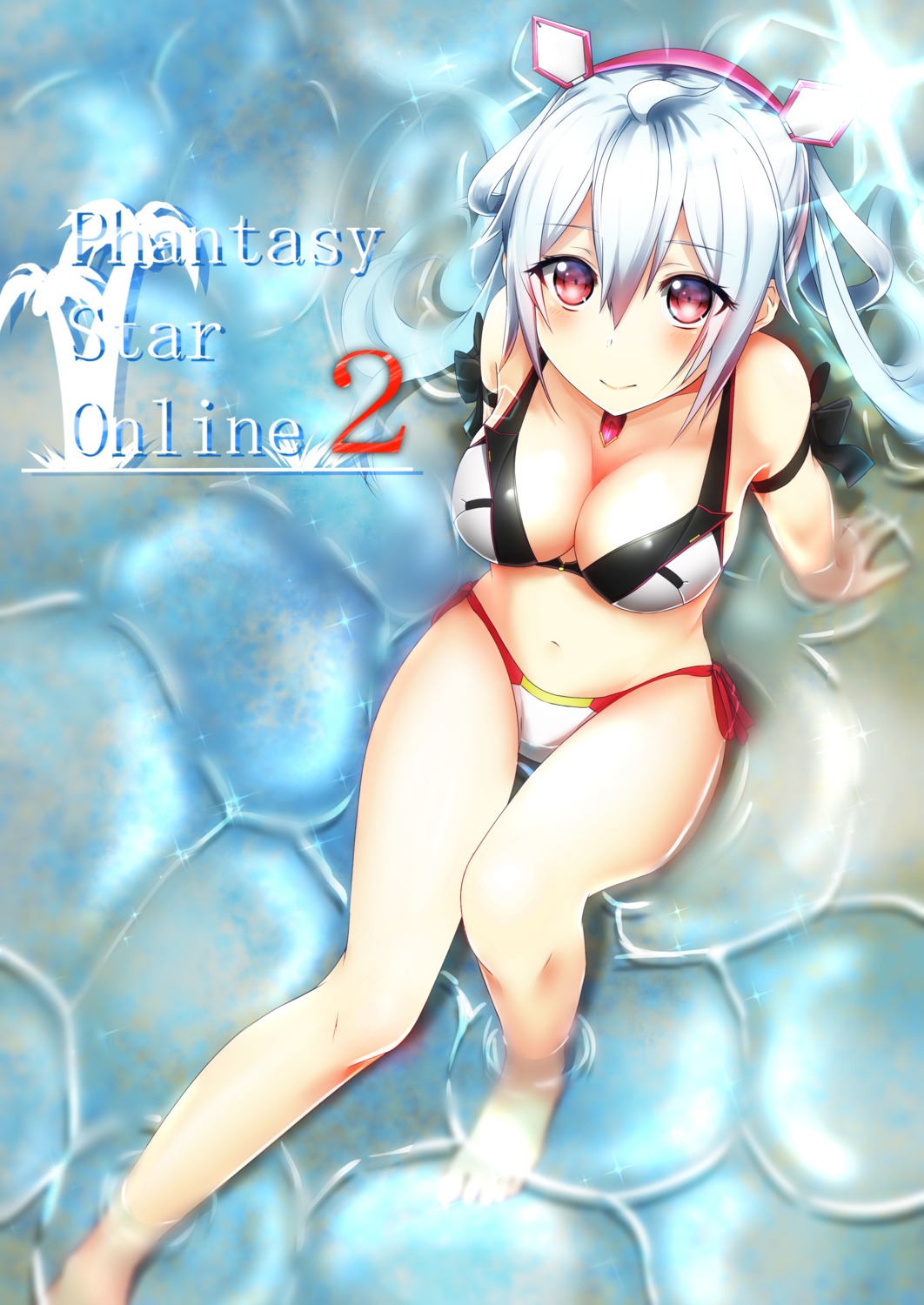 bikini celeryma cleavage matoi_(pso2) phantasy_star_online_2 swimsuits wet