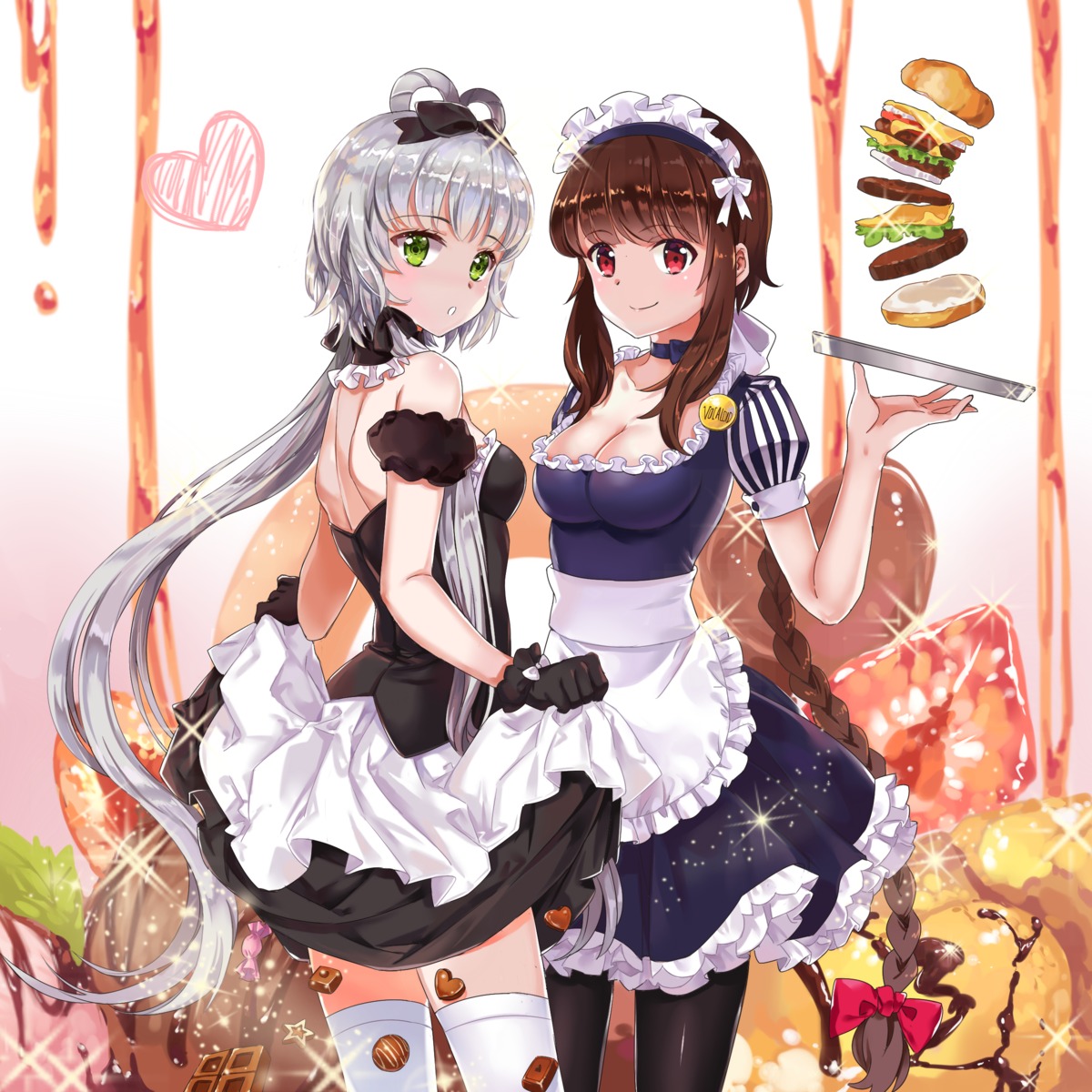cleavage guaizi luo_tianyi maid skirt_lift thighhighs vocaloid yuezheng_ling