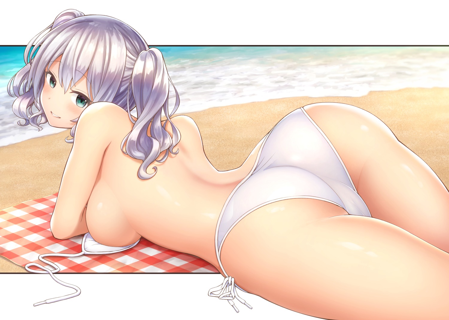 bikini kantai_collection kashima_(kancolle) otonari swimsuits topless