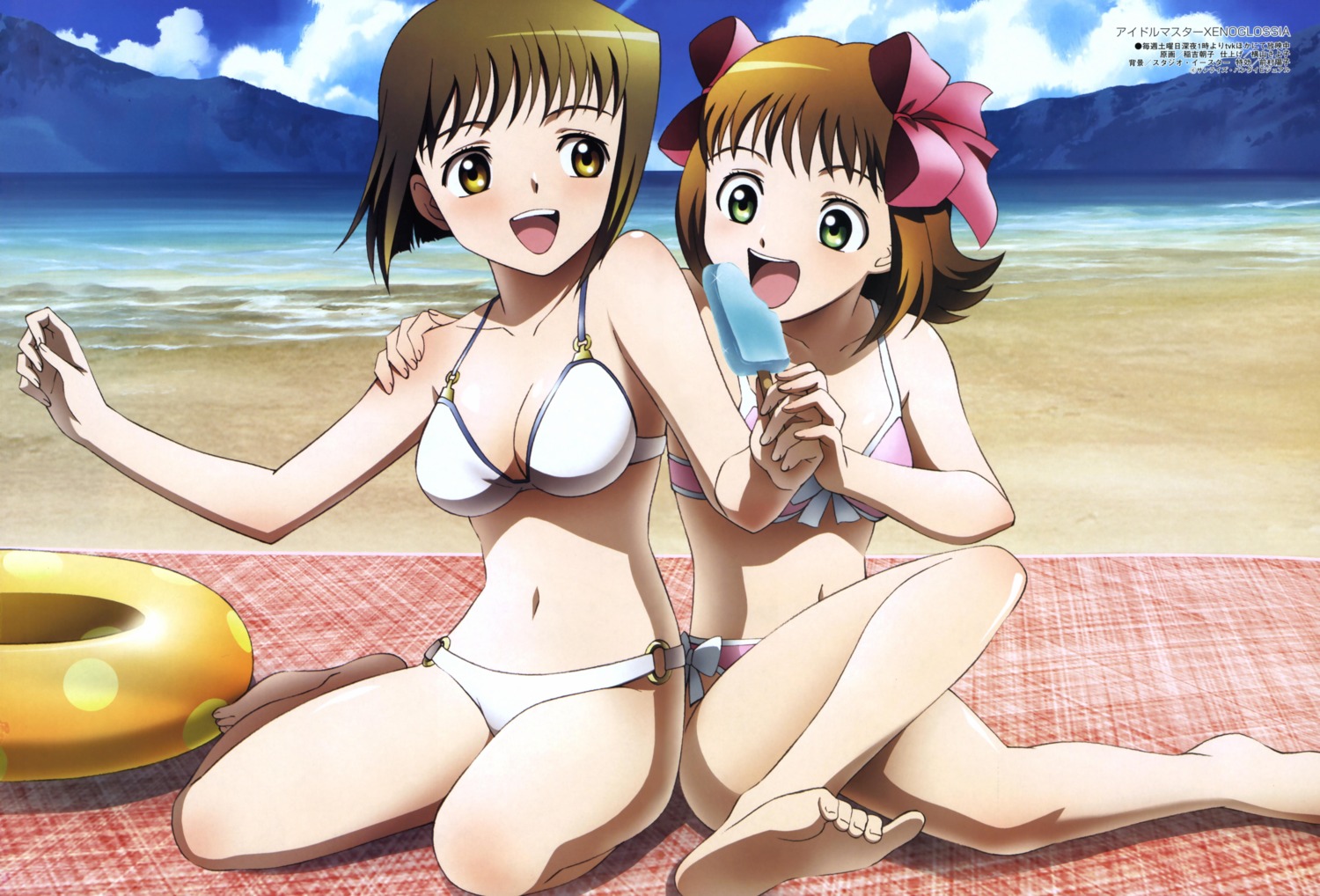 amami_haruka bikini cleavage hagiwara_yukiho inayoshi_asako swimsuits the_idolm@ster xenoglossia