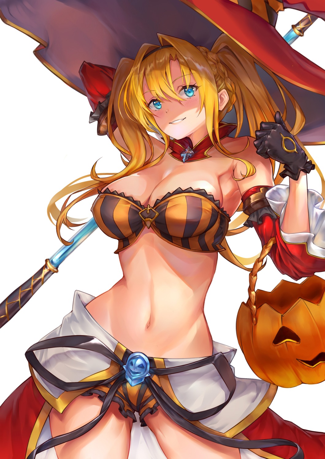 cleavage granblue_fantasy halloween ko-ma umbrella weapon witch zeta_(granblue_fantasy)