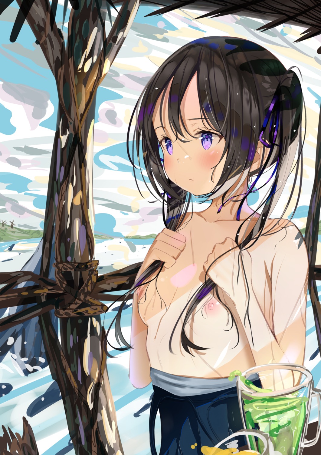 breasts loli nipples sakura_yuu_(hzjy8485) swimsuits wet