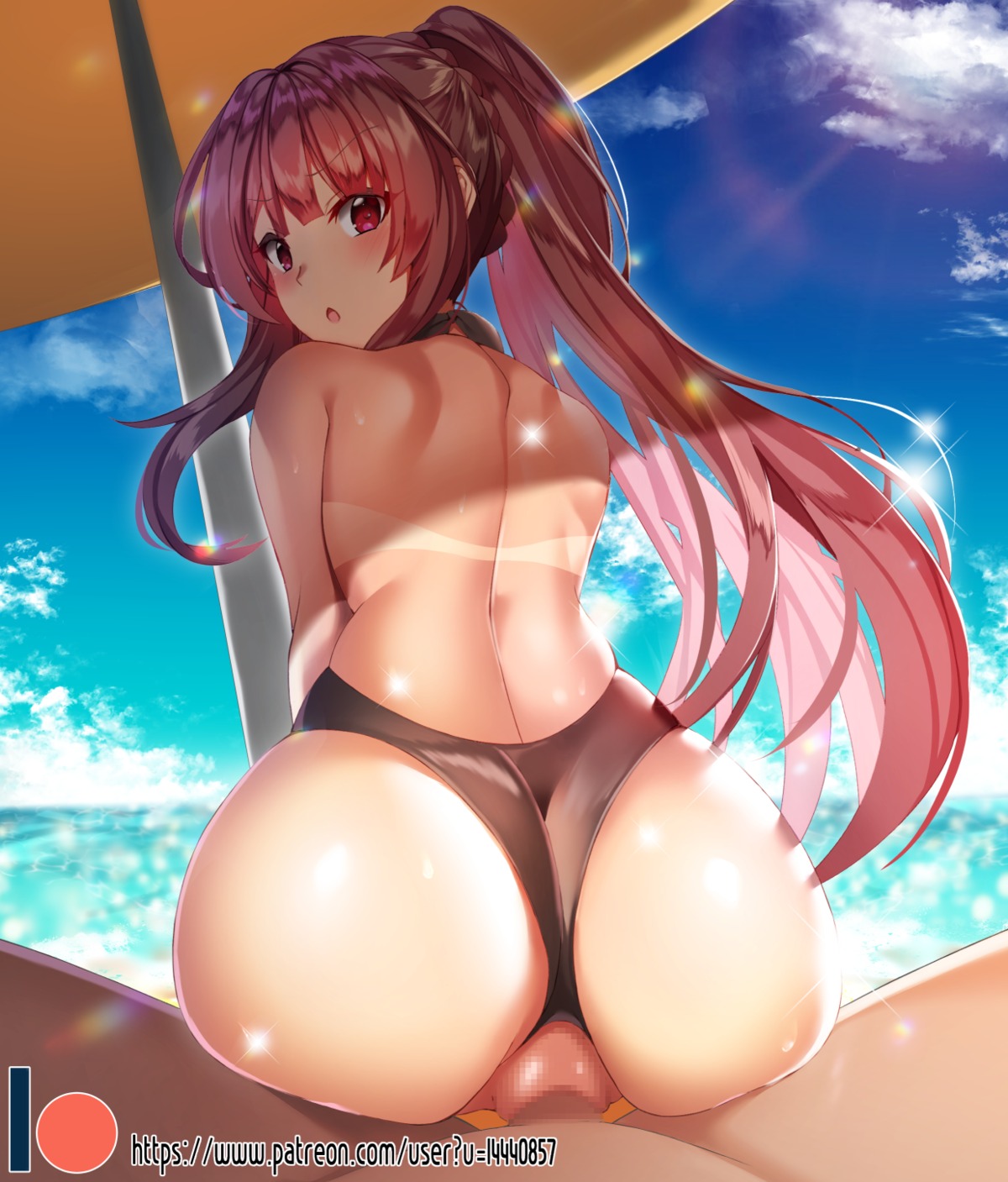 ass censored girls_frontline maze_yuri penis sex swimsuits tan_lines wa2000_(girls_frontline)