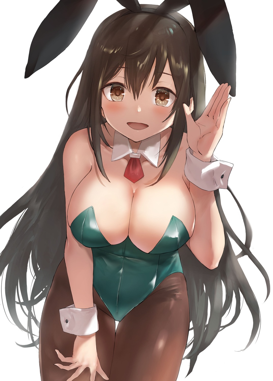 animal_ears bunny_ears bunny_girl chikuma_(kancolle) kantai_collection no_bra pantyhose toka toka_(marchlizard)