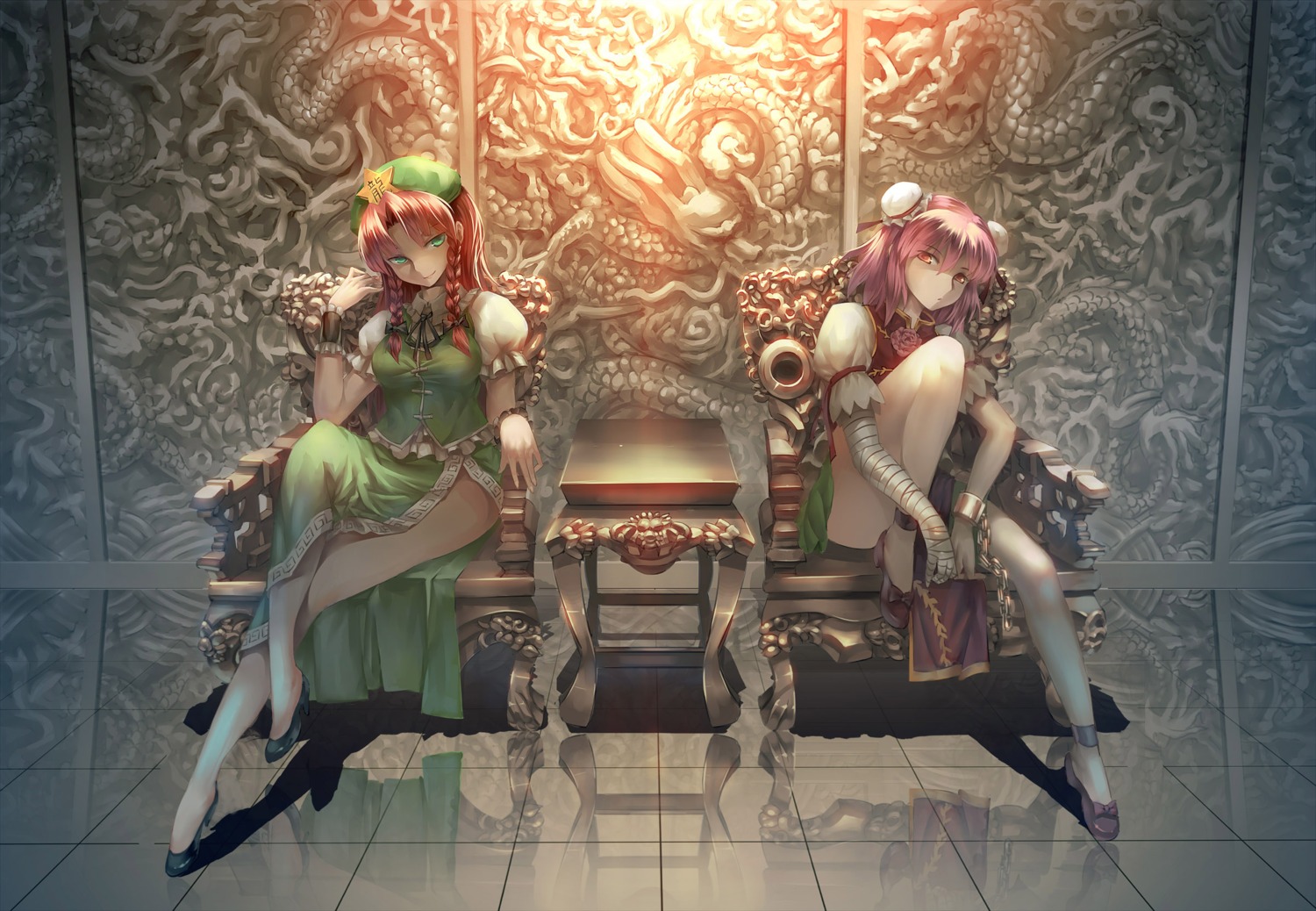 asian_clothes heels hong_meiling ibaraki_kasen jian_zi touhou