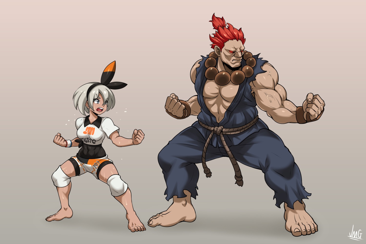 bike_shorts crossover gouki jmg pokemon pokemon_swsh saitou_(pokemon) street_fighter torn_clothes