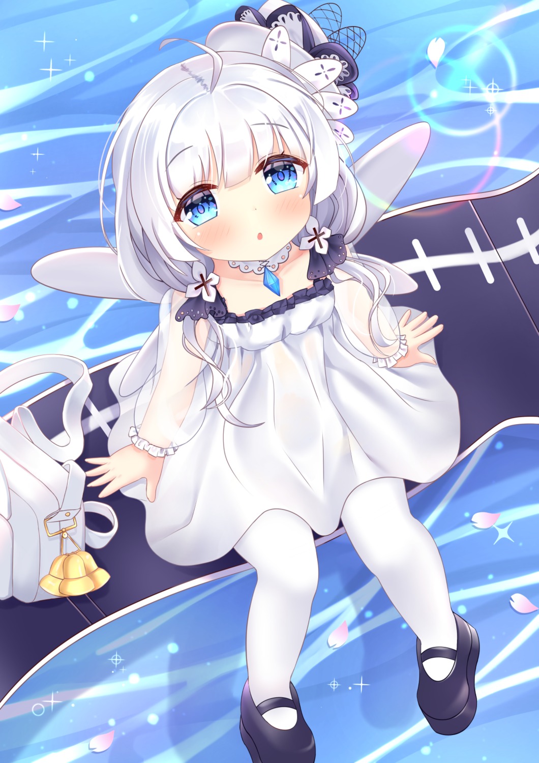 azur_lane dress hiyada_yuu illustrious_(azur_lane) little_illustrious_(azur_lane) pantyhose wings