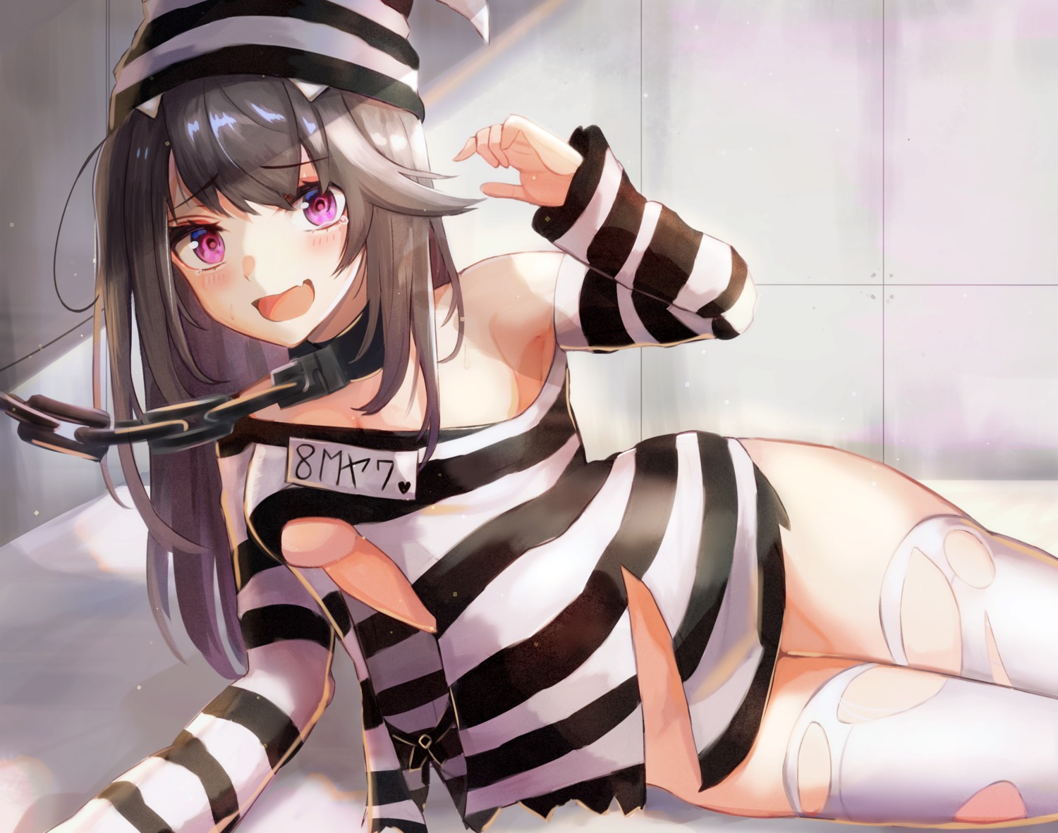 azur_lane bondage bottomless no_bra pamiat_merkuria_(azur_lane) panipo thighhighs torn_clothes