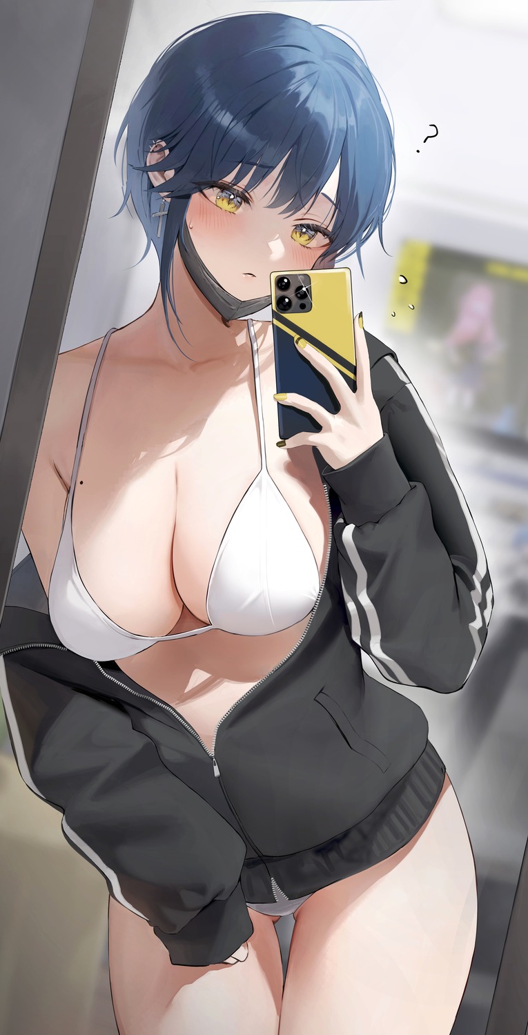 2sham bra open_shirt pantsu selfie