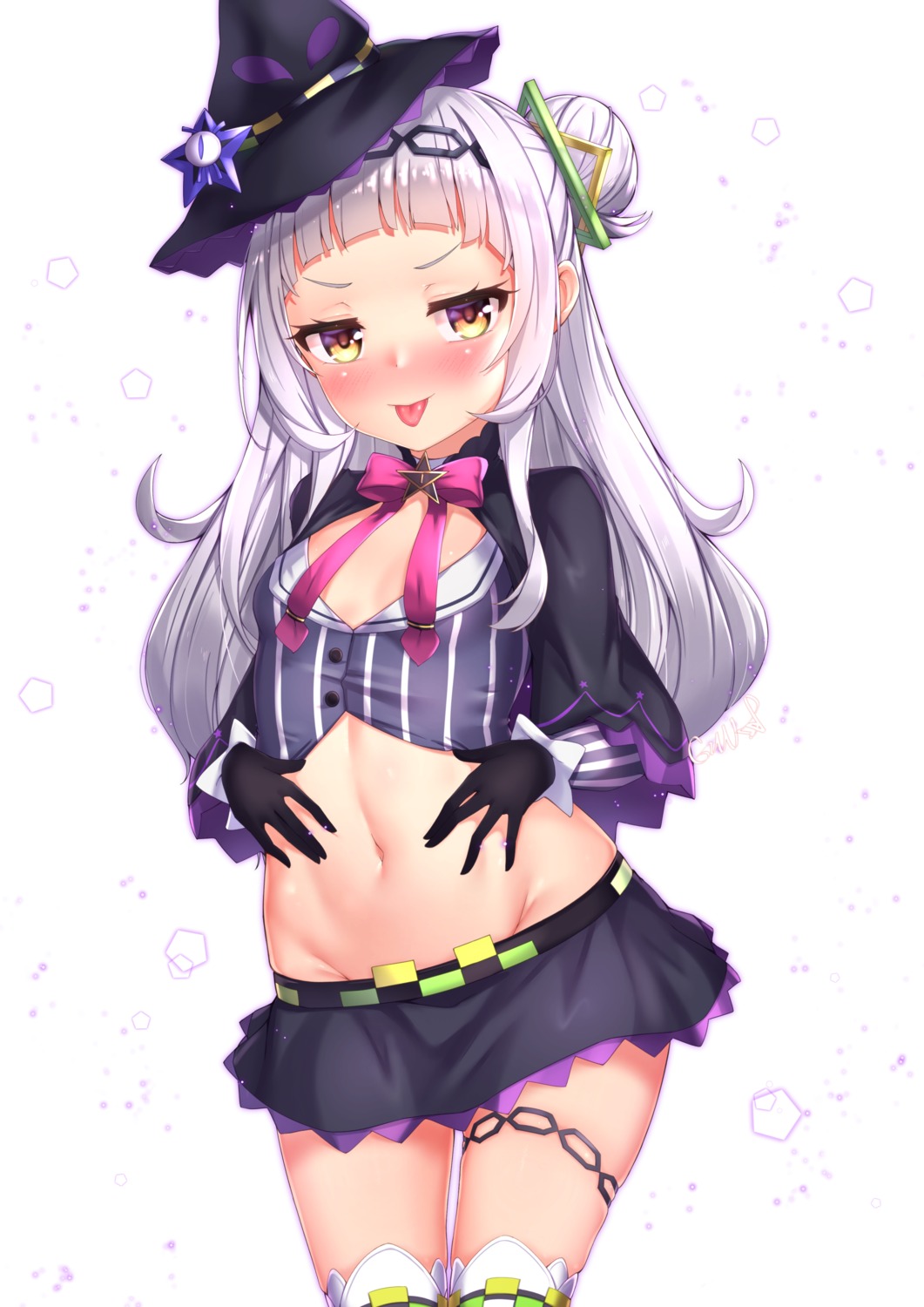 cleavage garter gmkj hololive murasaki_shion thighhighs witch
