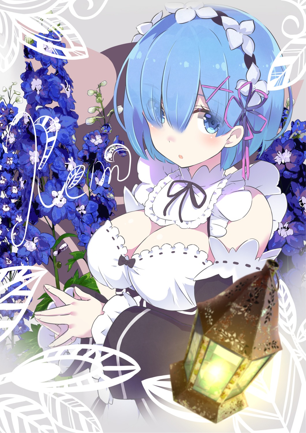 cleavage kurokawa_izumi maid re_zero_kara_hajimeru_isekai_seikatsu rem_(re_zero)