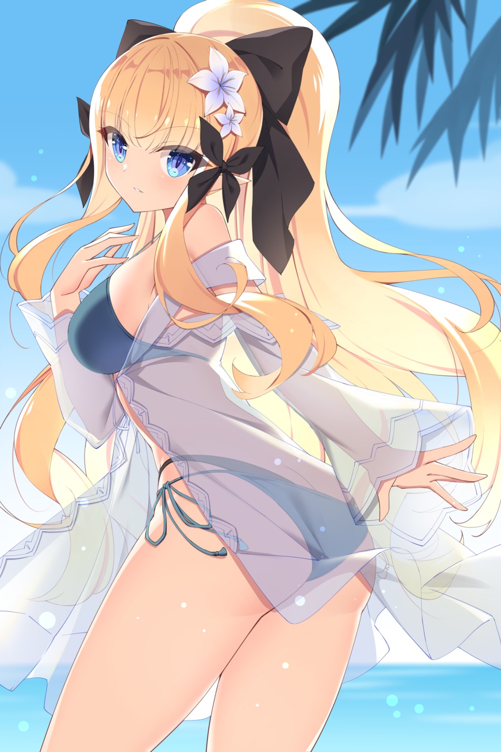 ass bikini open_shirt princess_connect princess_connect!_re:dive rx7649 sasaki_saren see_through swimsuits