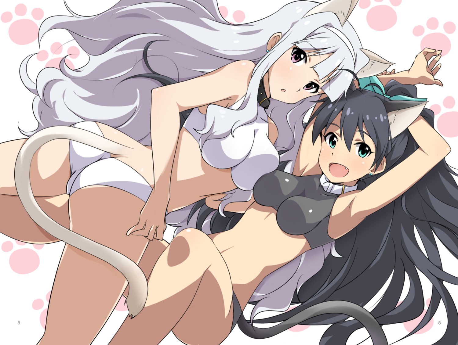 animal_ears ass bikini ganaha_hibiki nekomimi shijou_takane swimsuits tail the_idolm@ster yumekaranigeruna