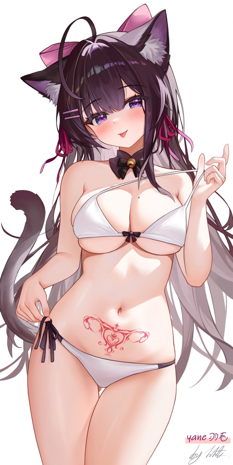 animal_ears bikini liht nekomimi swimsuits tail tattoo undressing