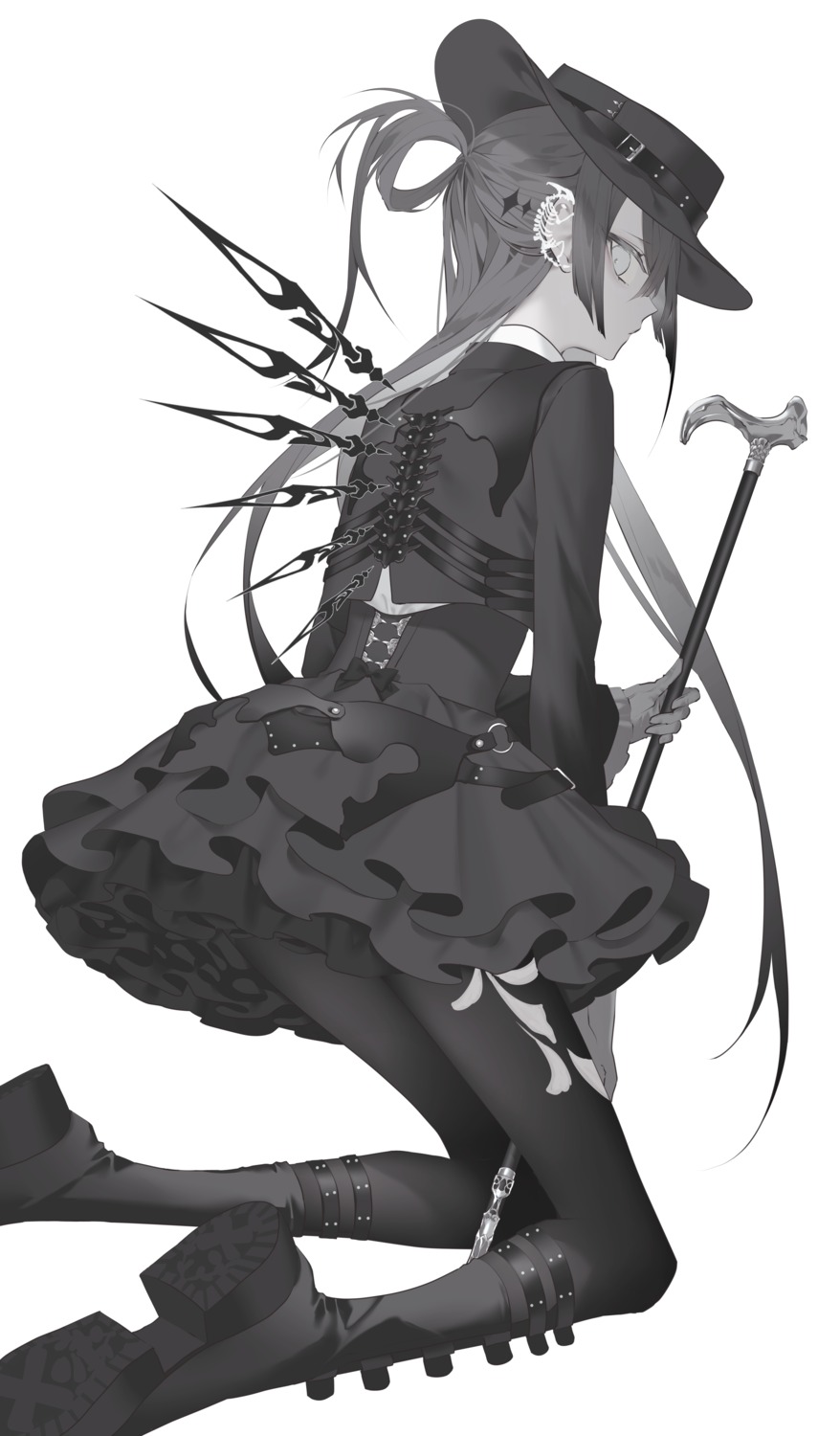 dress kotarou lolita_fashion monochrome pantyhose wings