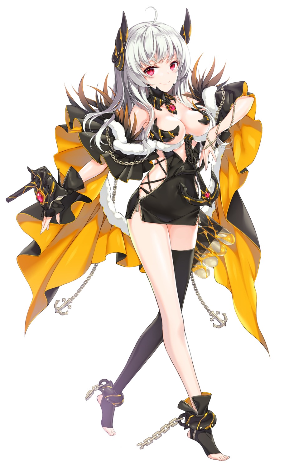 abyss_horizon horns juna no_bra thighhighs weapon