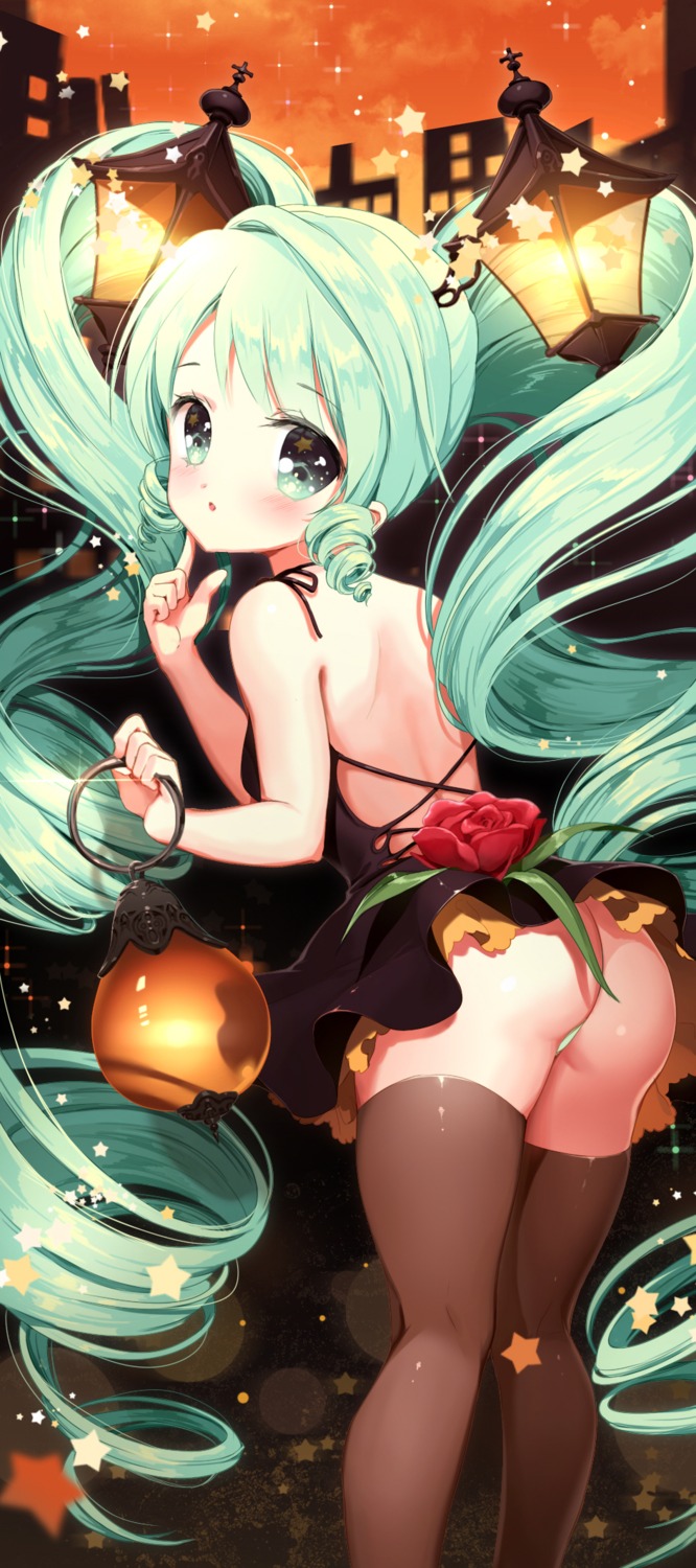 ass dress hatsune_miku no_bra pantsu siloteddy thighhighs vocaloid