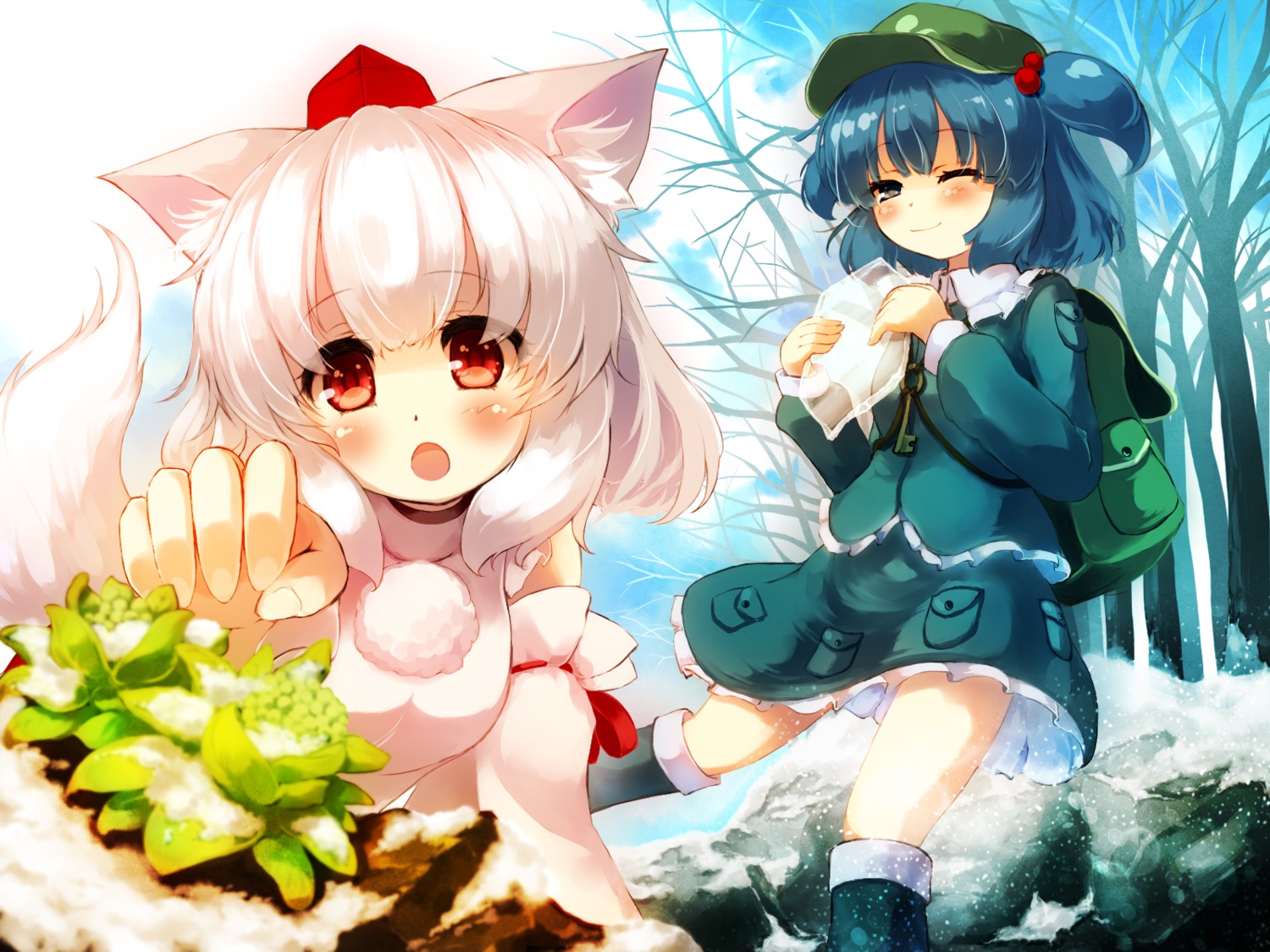 animal_ears gen-getsu inubashiri_momiji kawashiro_nitori tail touhou