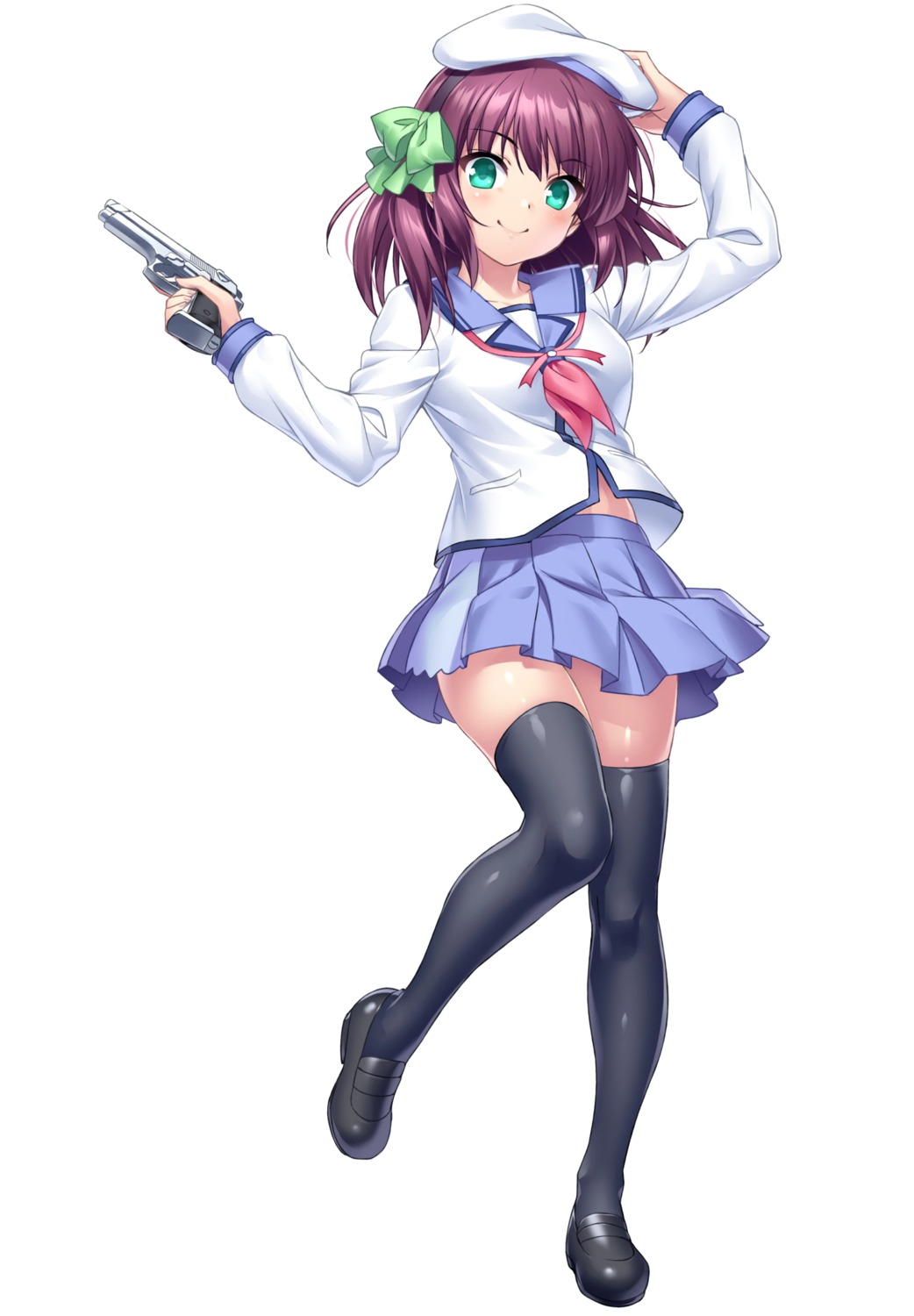 angel_beats! gun nakamura_yuri seifuku thighhighs zen