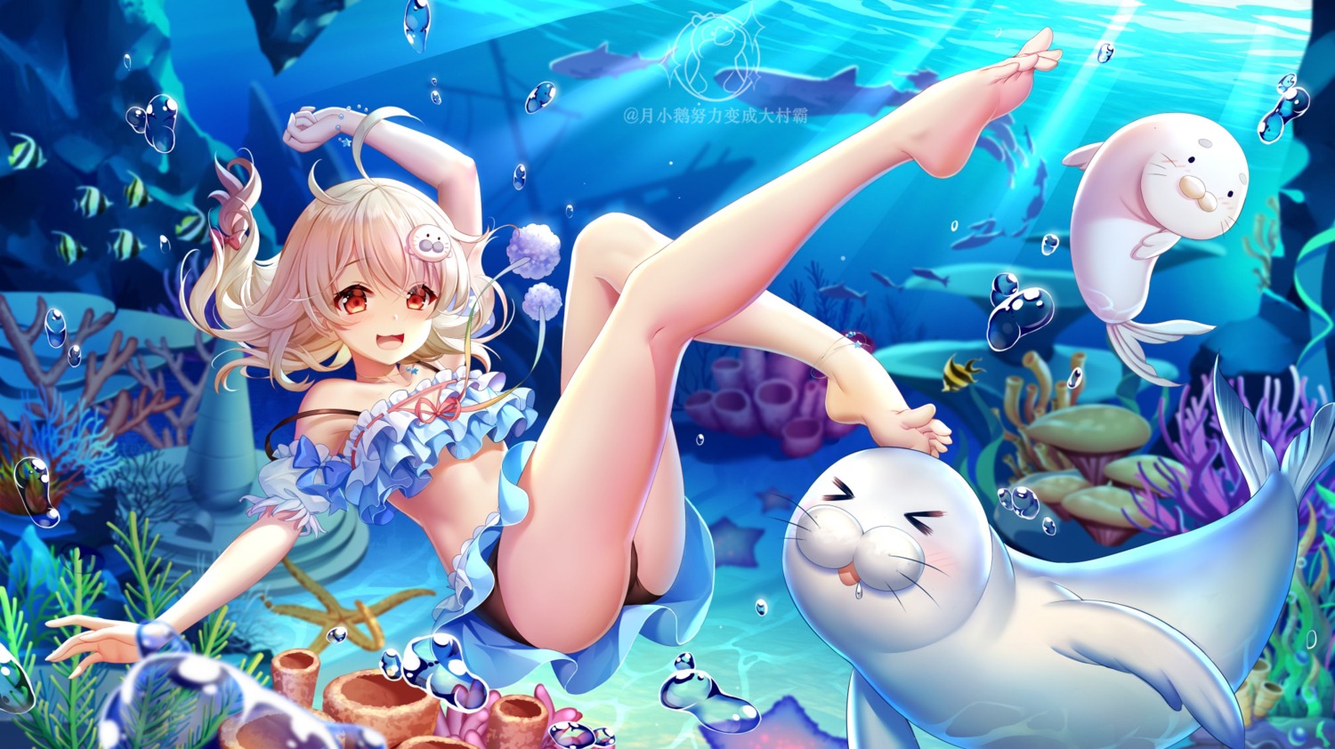 bikini feet jpeg_artifacts skirt_lift swimsuits wardrobe_malfunction yue_xiao_e