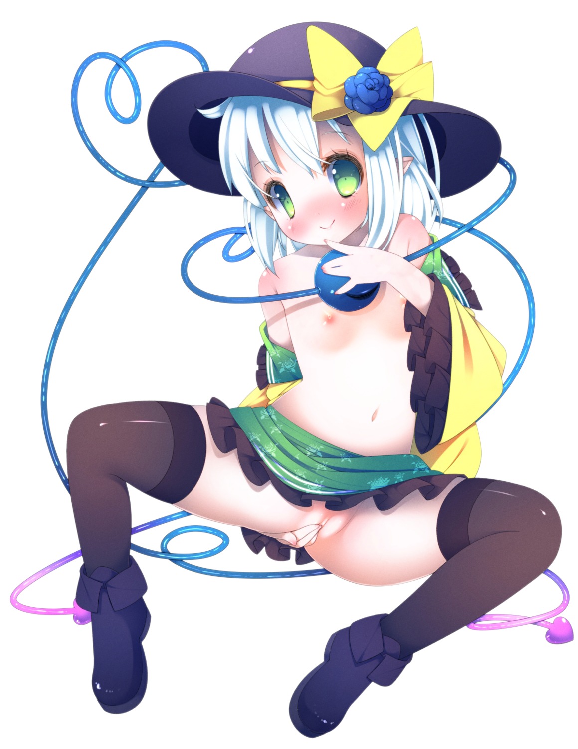 komeiji_koishi loli nopan open_shirt pussy sefa thighhighs touhou