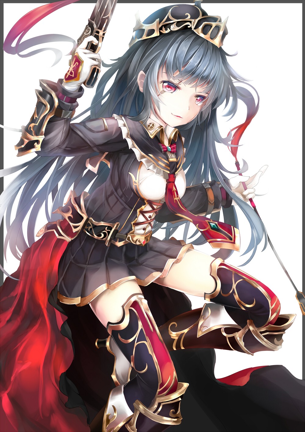 armor dress genjin gun heels thighhighs