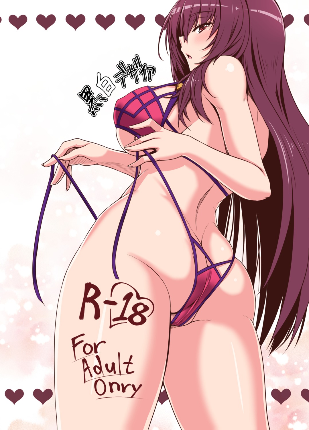 ass bikini fate/grand_order panty_pull scathach_(fate/grand_order) shuugetsu_karasu swimsuits underboob undressing