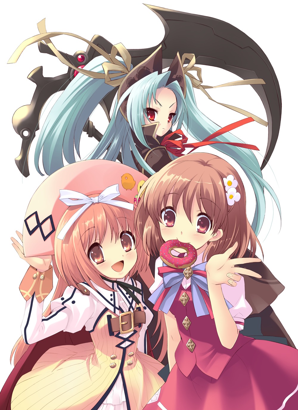 akihime_sumomo crossover dress eario flyable_heart horns inaba_yui ito_noizi nanatsuiro_drops seifuku wasurenagusa