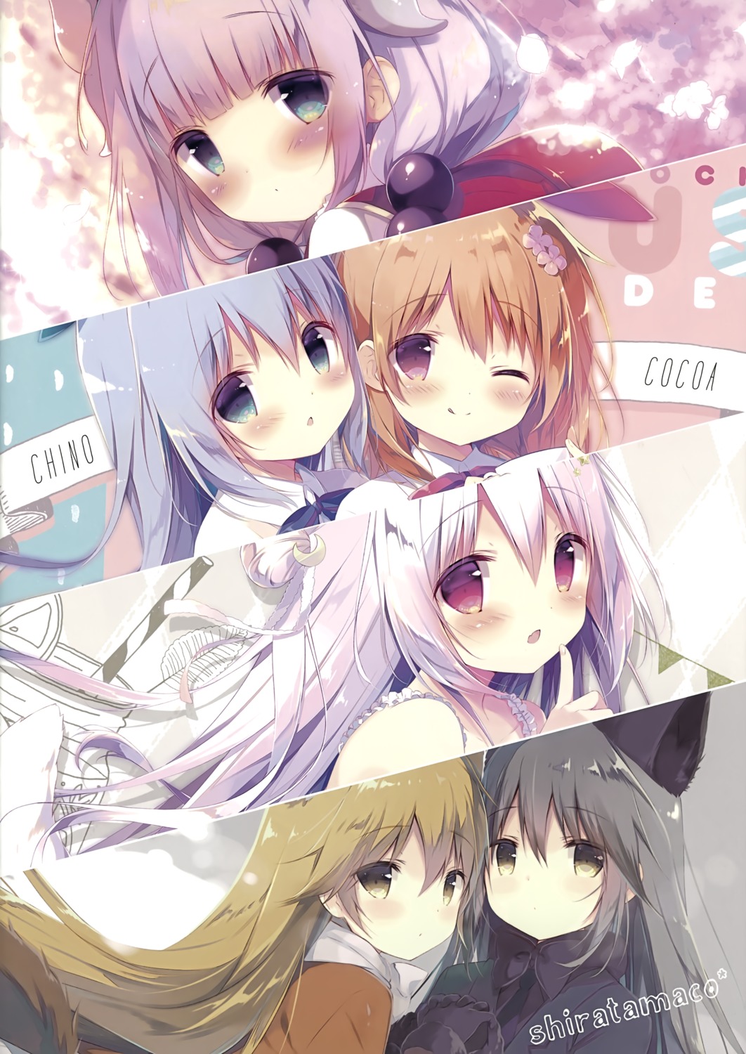 animal_ears ezo_red_fox gochuumon_wa_usagi_desu_ka? horns hoto_cocoa kafuu_chino kanna_kamui kemono_friends kitsune kobayashi-san_chi_no_maid_dragon shiratama shiratamaco shiroi_inu silver_fox tail