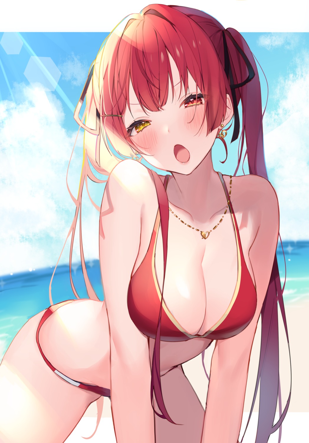 bikini heterochromia hololive houshou_marine swimsuits yuruta