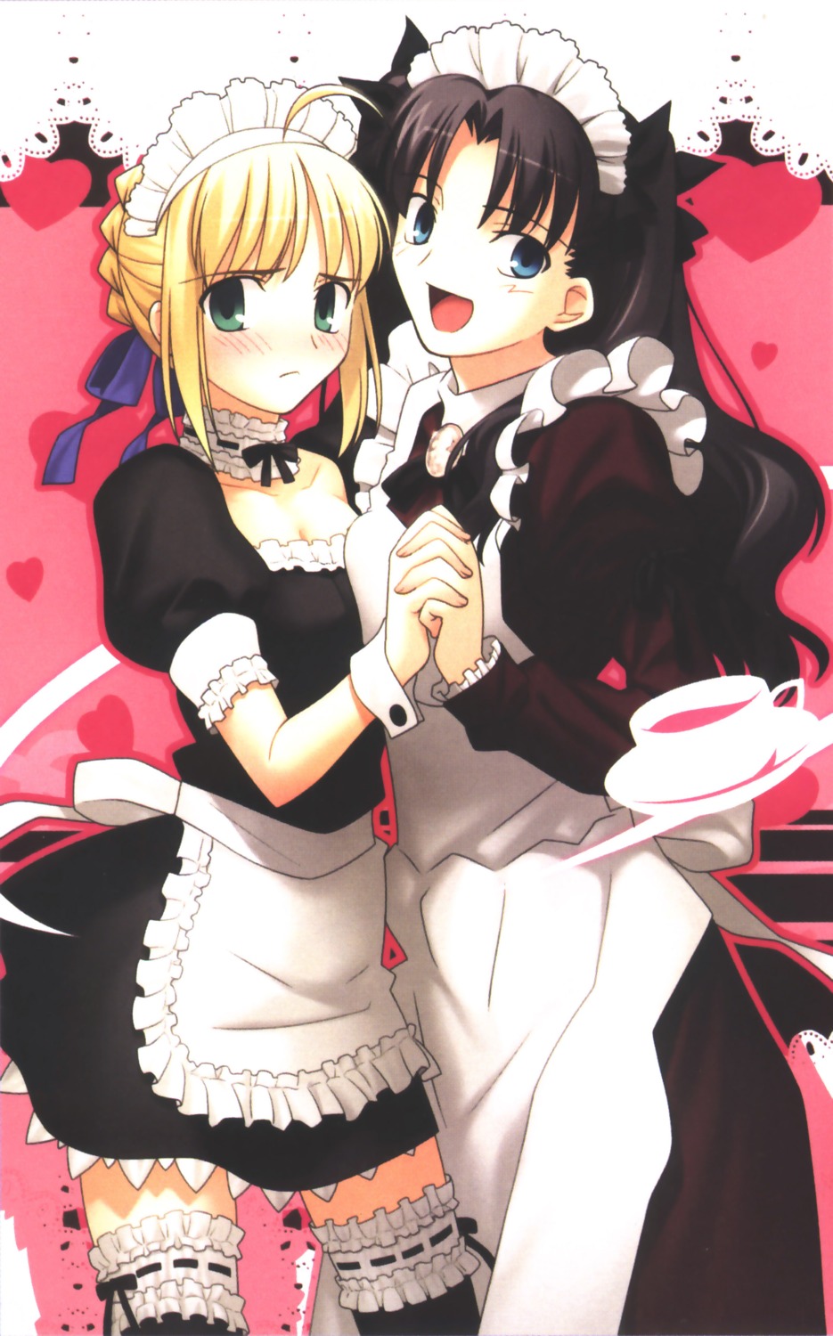 fate/stay_night maid saber symmetrical_docking takeuchi_takashi toosaka_rin type-moon