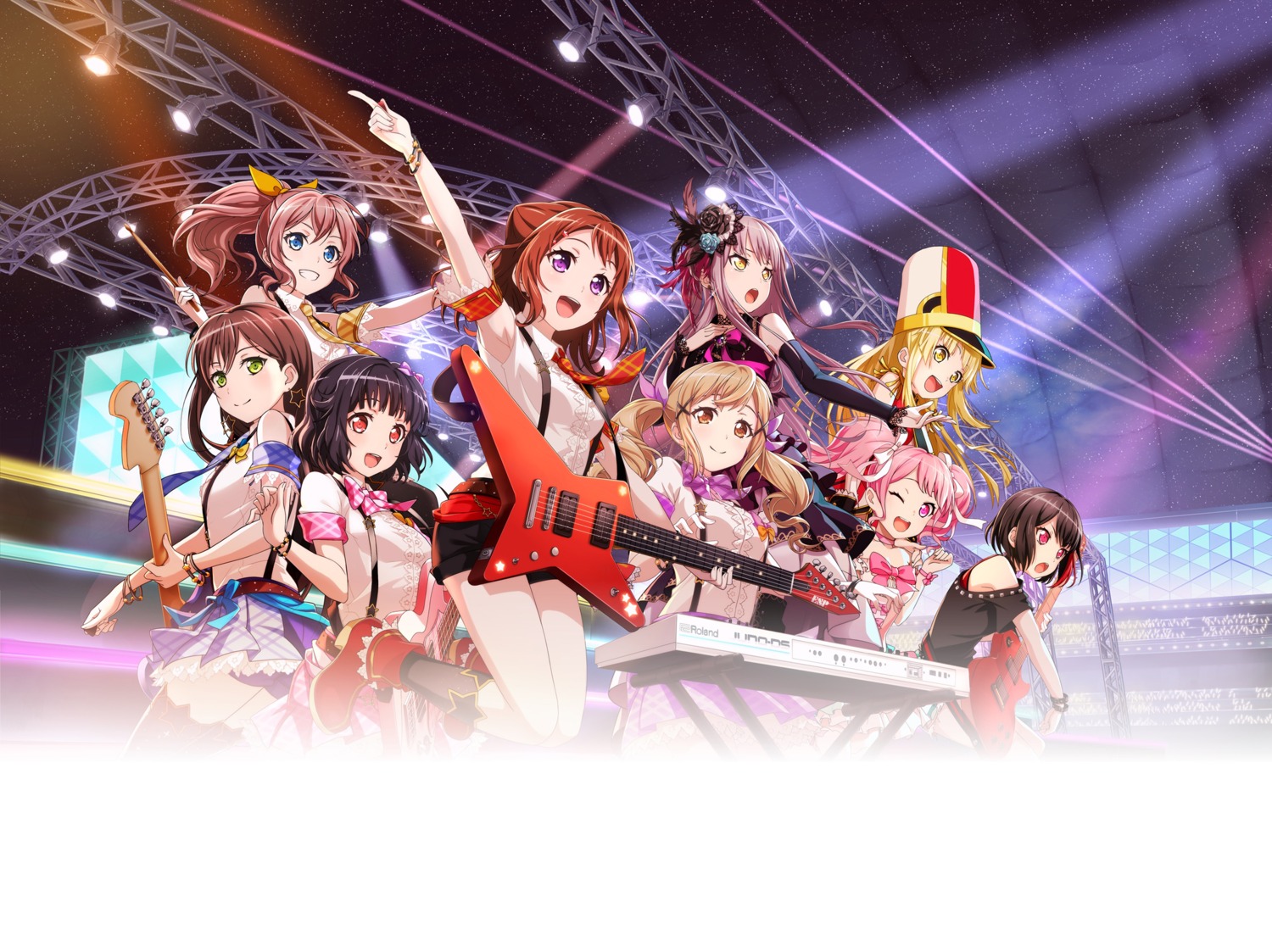 bang_dream! guitar hanazono_tae heels ichigaya_arisa maruyama_aya minato_yukina mitake_ran tagme thighhighs toyama_kasumi tsurumaki_kokoro ushigome_rimi yamabuki_saaya