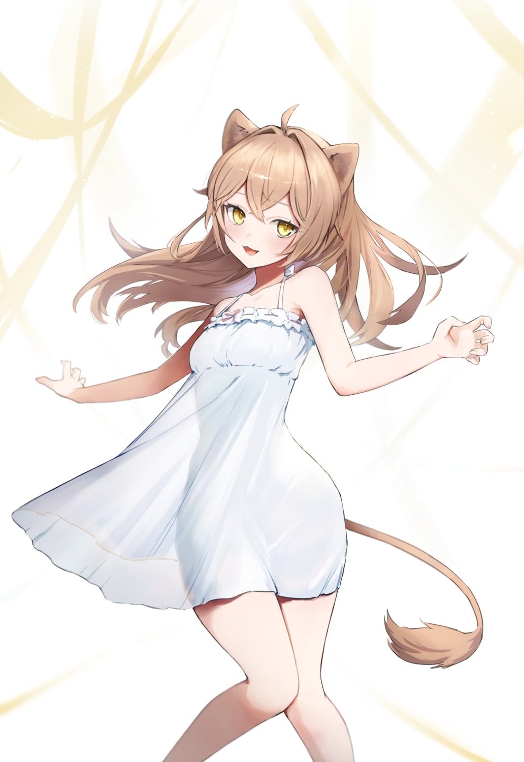 animal_ears dress indie_virtual_youtuber rurudo_lion see_through summer_dress sunano_reona tail