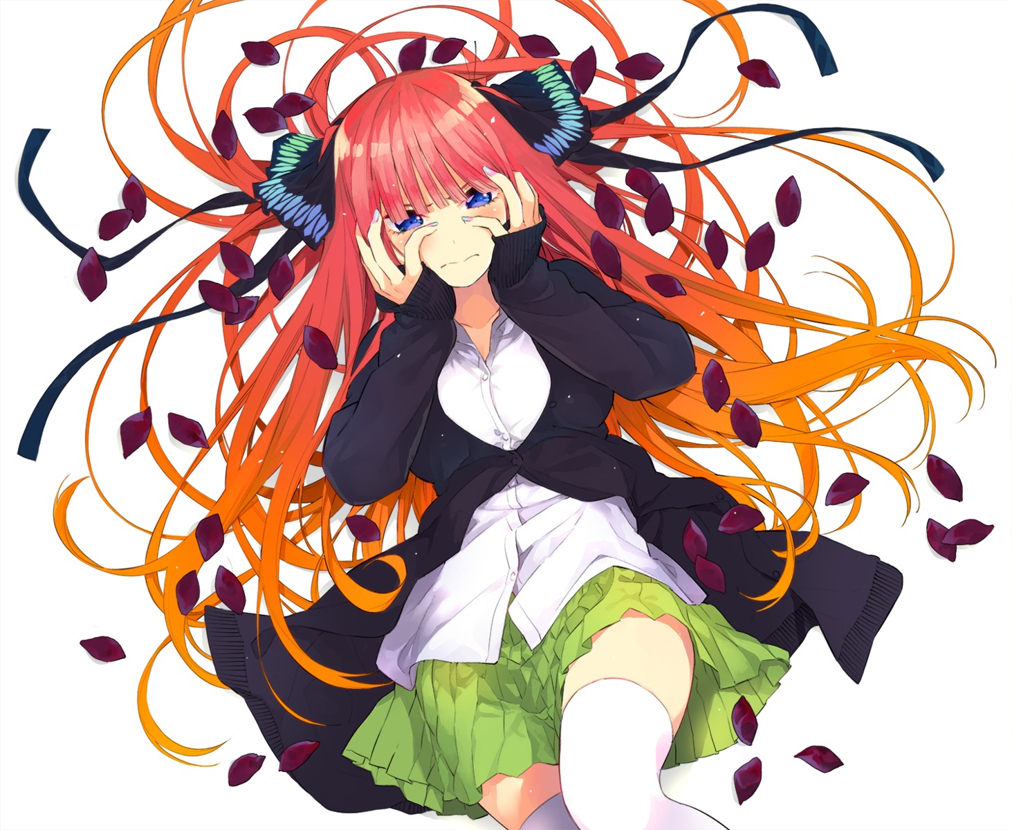 5-toubun_no_hanayome breast_hold nakano_nino seifuku sweater tagme thighhighs