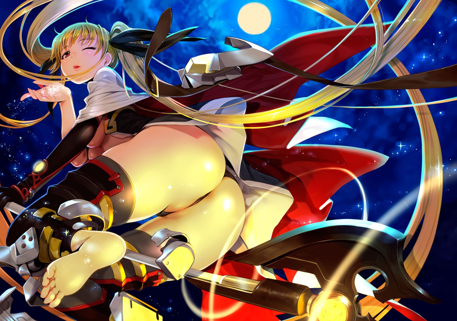 ass fate_testarossa feet mahou_shoujo_lyrical_nanoha mikazuki_akira pantsu pussy thong underboob weapon