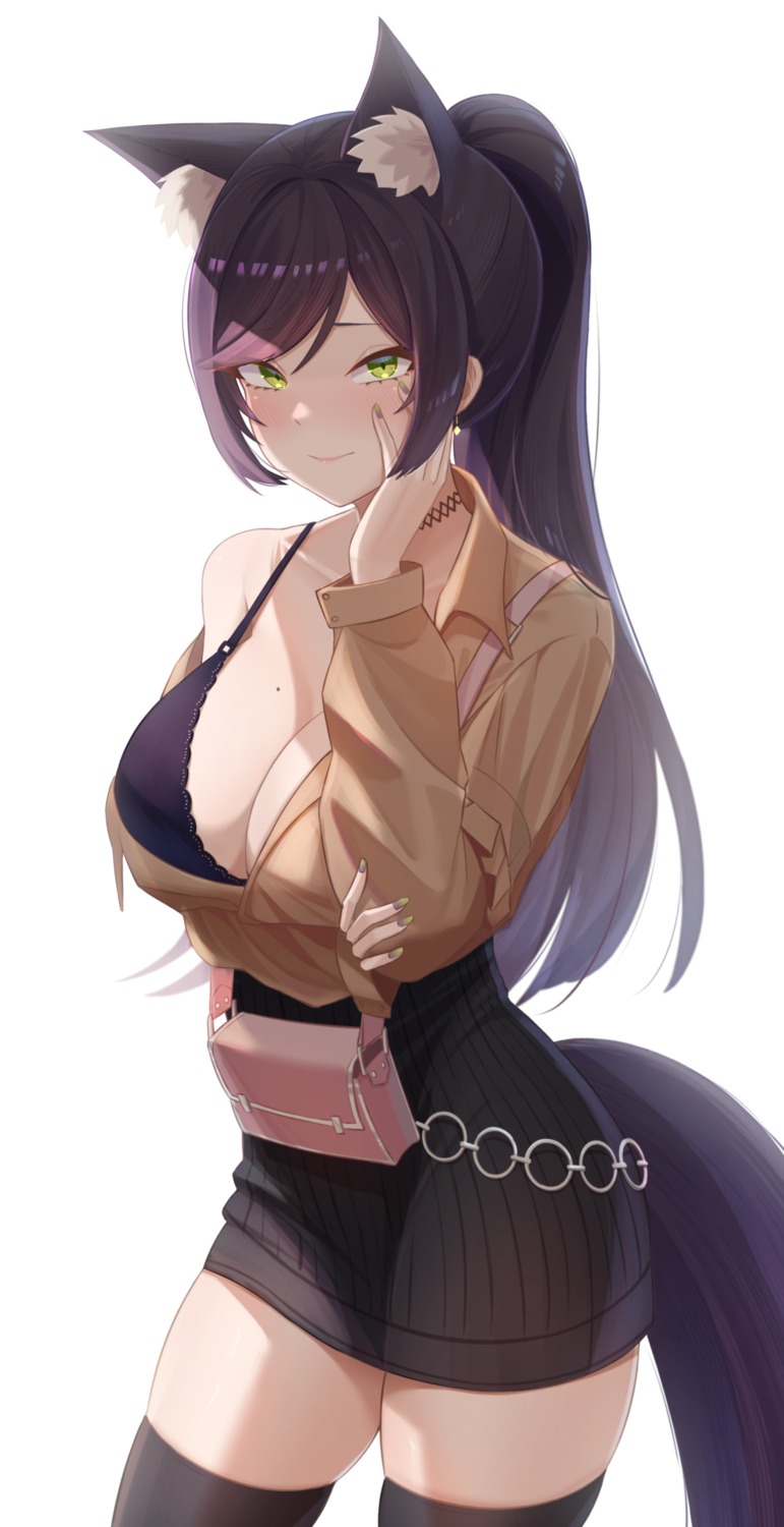 animal_ears bra can_zhu tail thighhighs